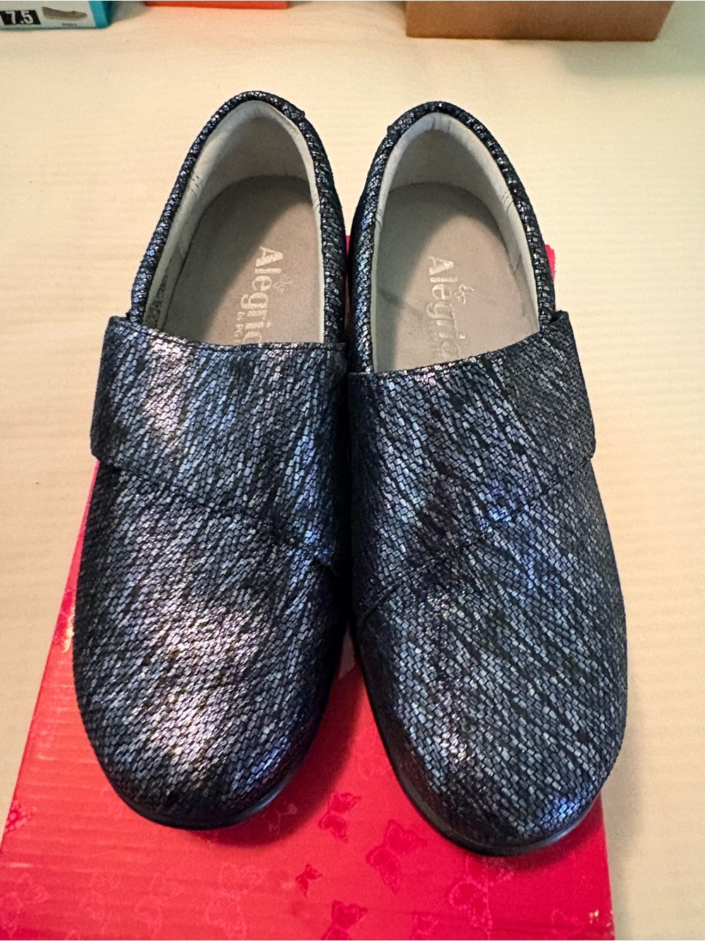 Alegria Kids Metallic Navy Slip-On Dress Shoes